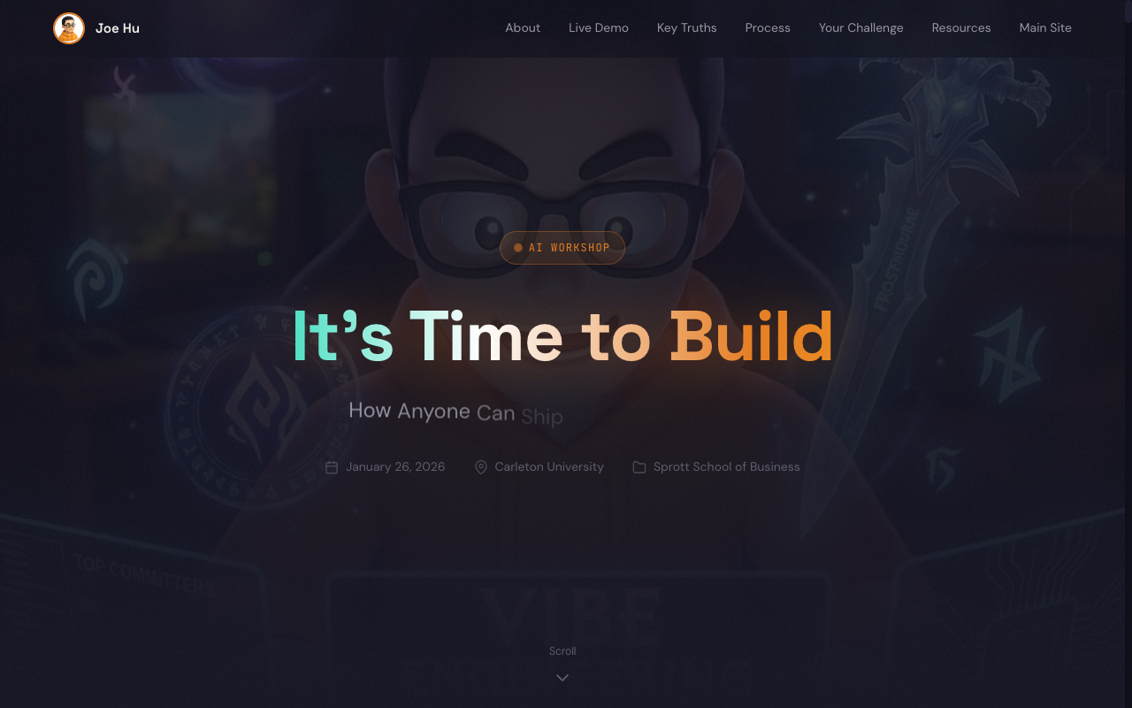 Workshop website built with AI - Click to view